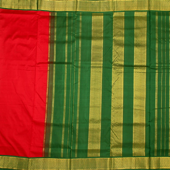 Kuberan Red Green 9 Yards Silk Saree