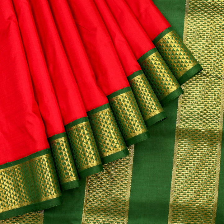 Kuberan Red Green 9 Yards Silk Saree