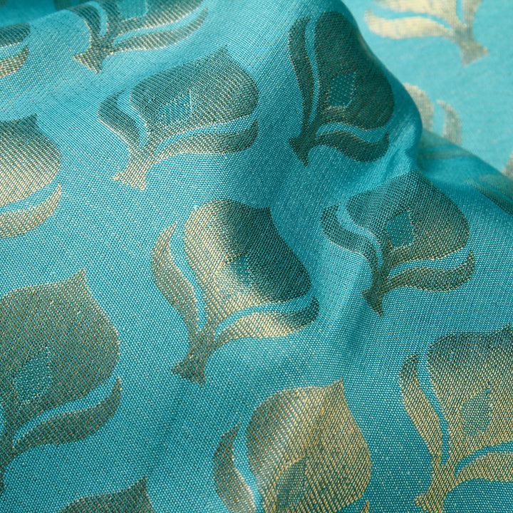 Kuberan Sky Blue Pink Kanchivaram Silk Saree