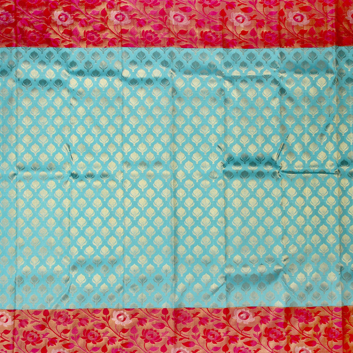 Kuberan Sky Blue Pink Kanchivaram Silk Saree