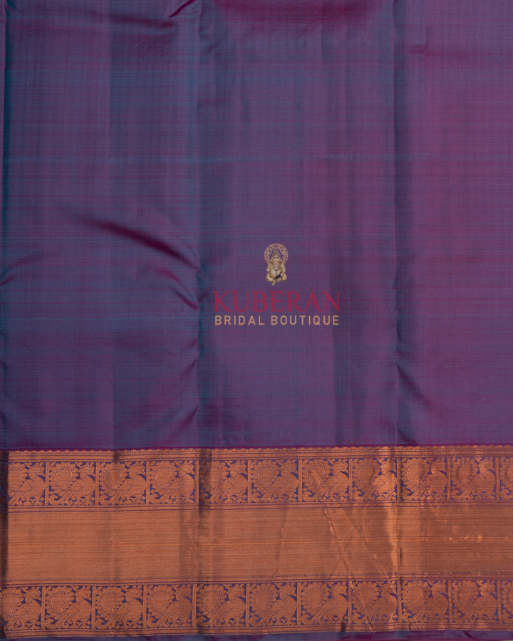 Kuberan Cerulean Blue  With Purple  Kanchivaram Silk Saree