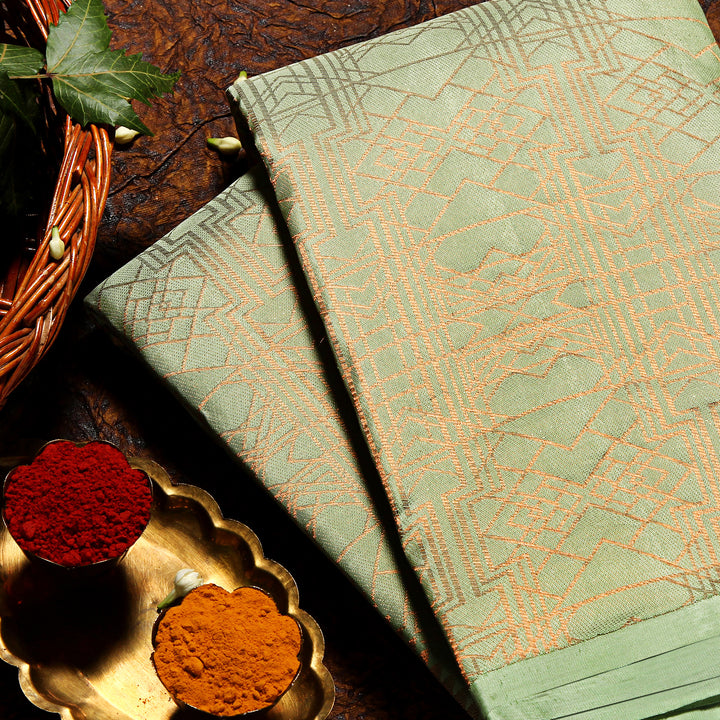 Kuberan Light Pista Green Kanchivaram Silk Saree