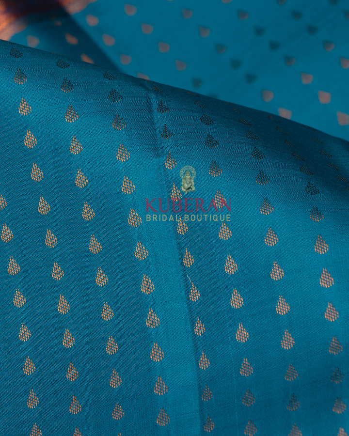 Kuberan Cerulean Blue  With Purple  Kanchivaram Silk Saree