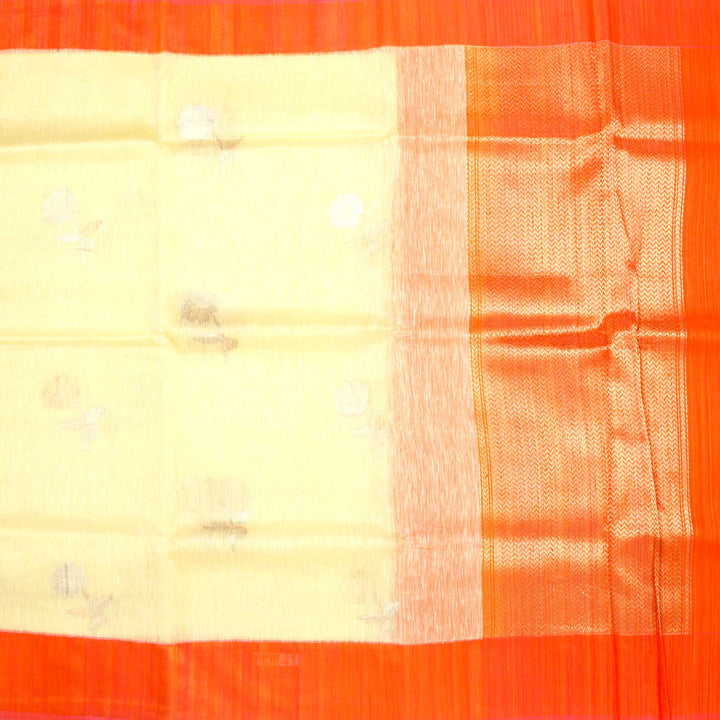 Kuberan White Orange Banarasi Saree