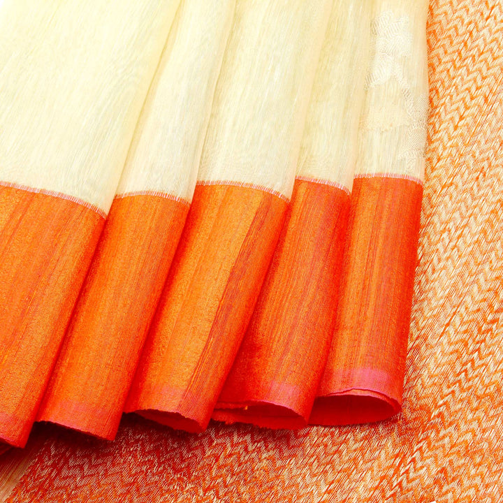 Kuberan White Orange Banarasi Saree