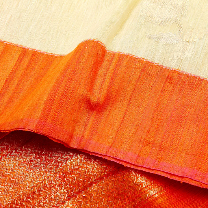 Kuberan White Orange Banarasi Saree