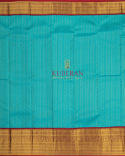 Kuberan Sapphire Blue With Maroon Kanchivaram Silk Saree