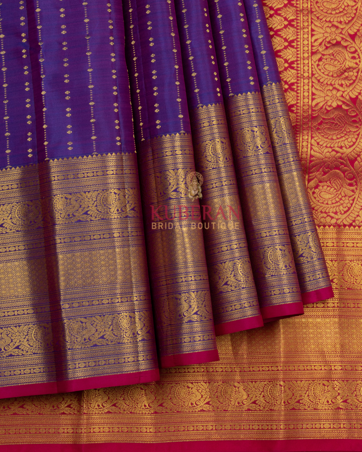 Kuberan Purple With Magenta Pink Kanchivaram Silk Saree
