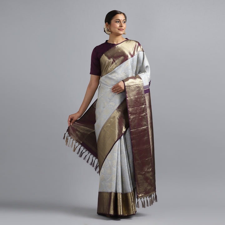 Silver Gray Kanchivaram Saree 