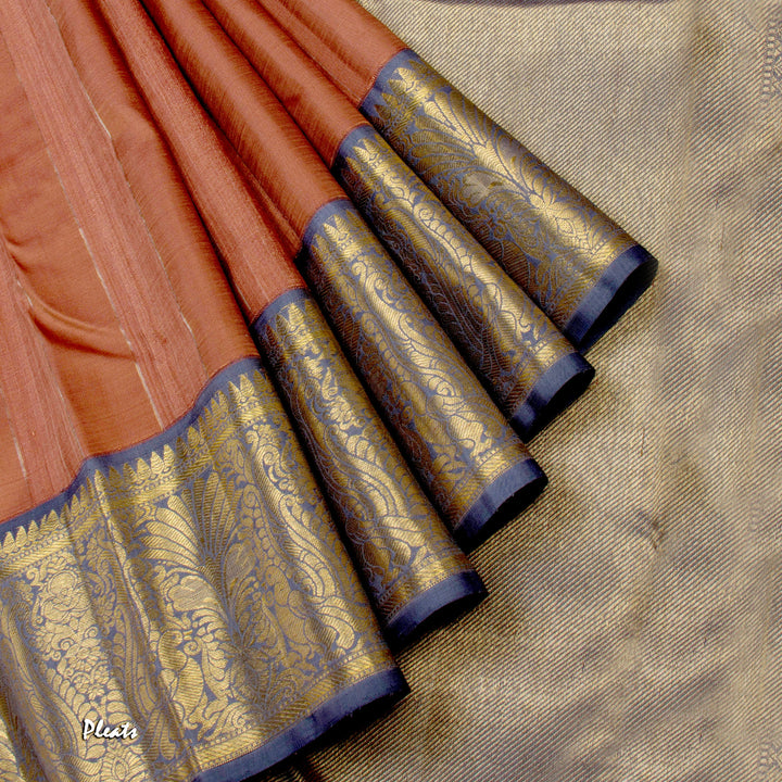 Kuberan Brown Grey Kanchivaram Silk Saree