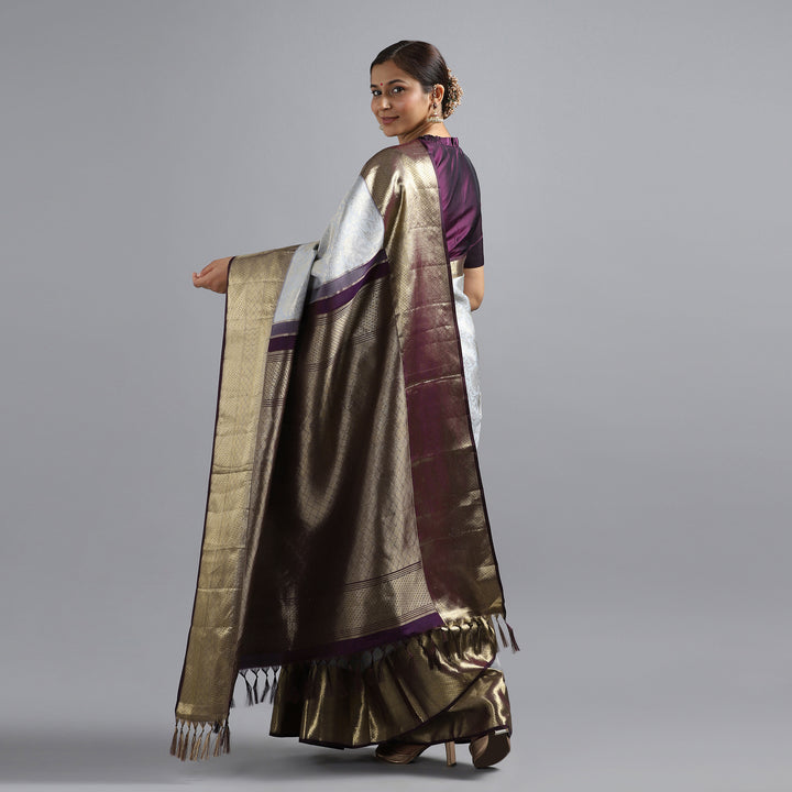 Silver Gray Kanchivaram Saree