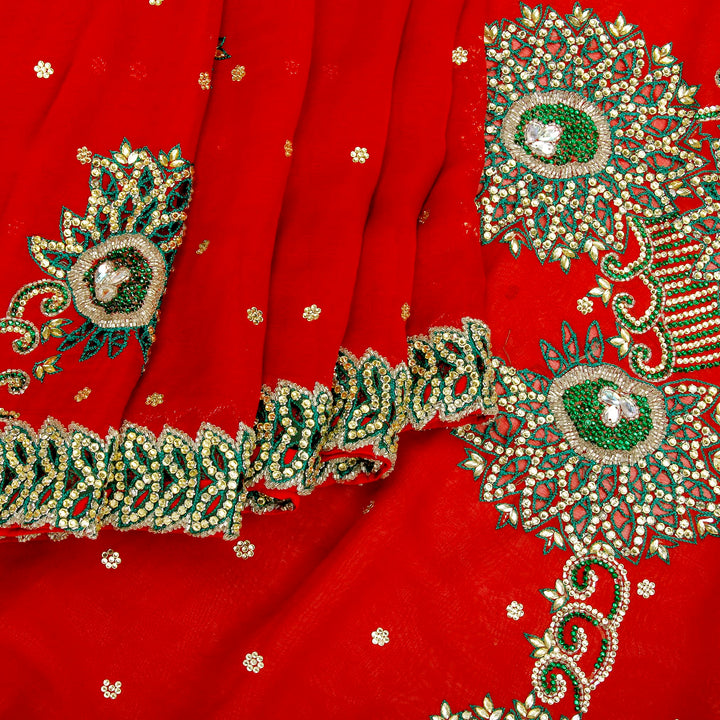 Kuberan Red Fancy Saree