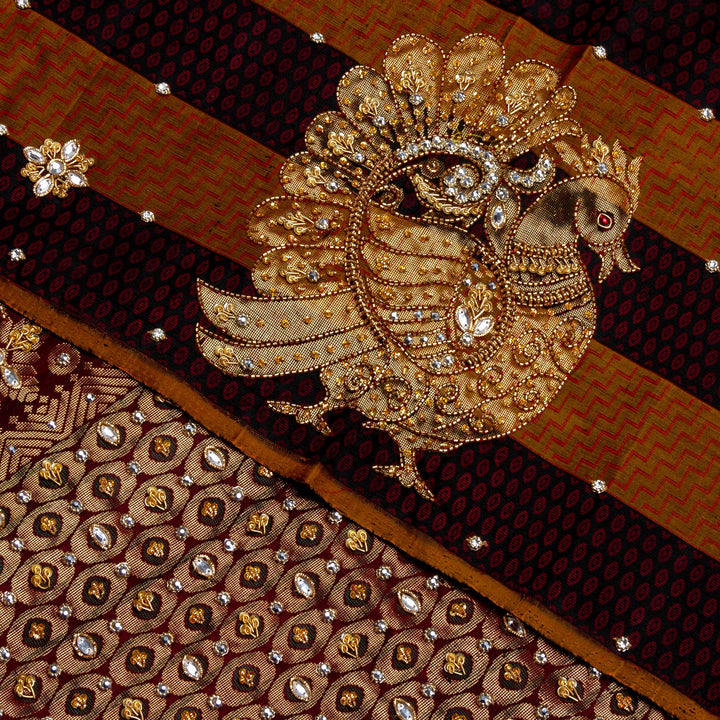 Kuberan Brown Black Silk Saree