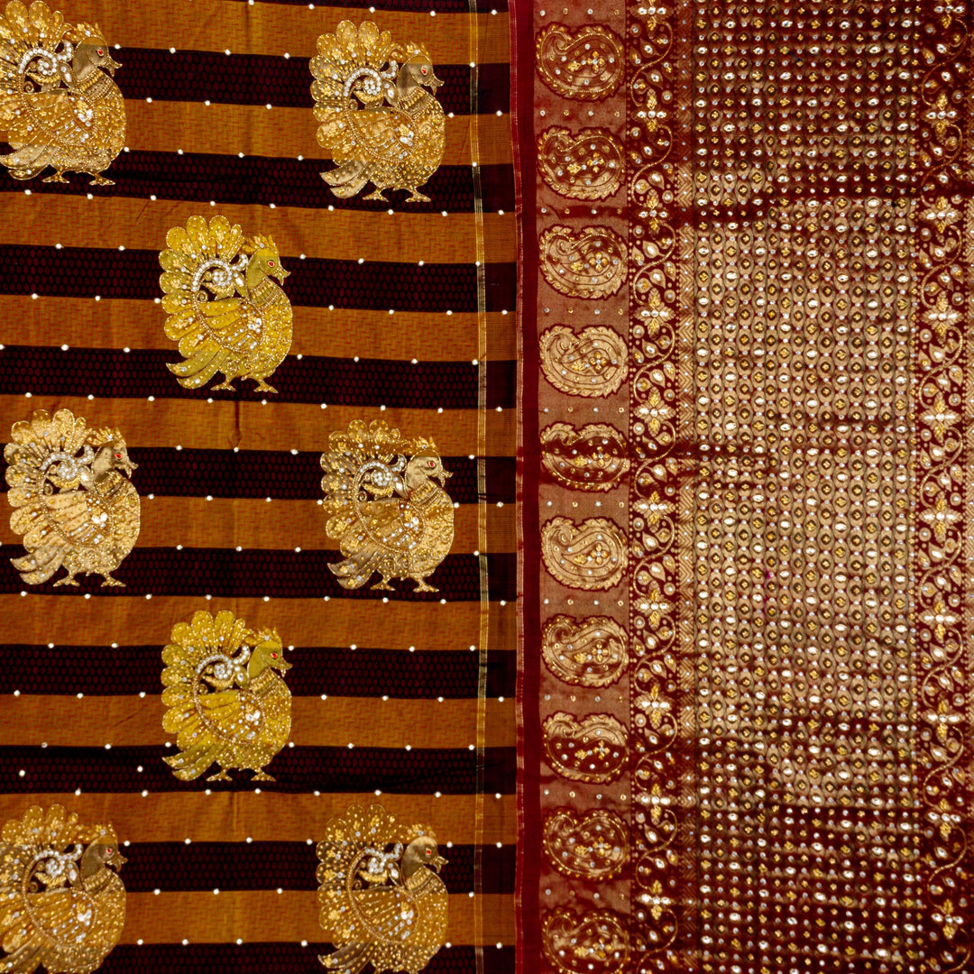 Kuberan Brown Black Silk Saree