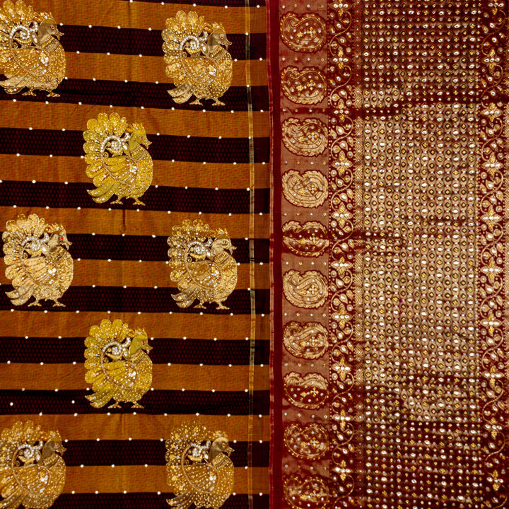 Kuberan Brown Black Silk Saree