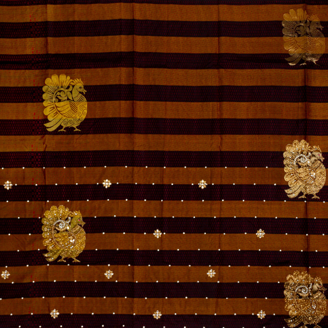 Kuberan Brown Black Silk Saree