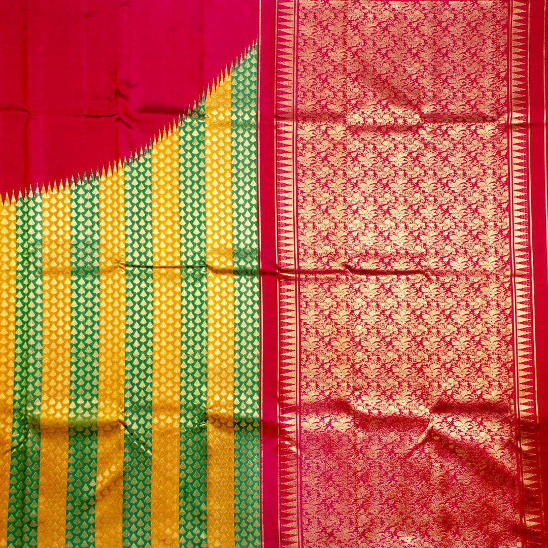 Kuberan Maroon Green Kanchivaram Silk Saree