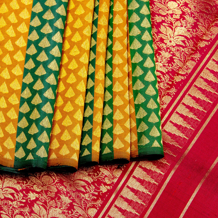 Kuberan Maroon Green Kanchivaram Silk Saree