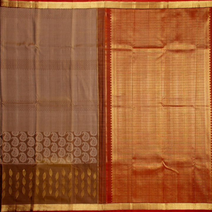Kuberan Brown Maroon Kanchivaram Silk Saree