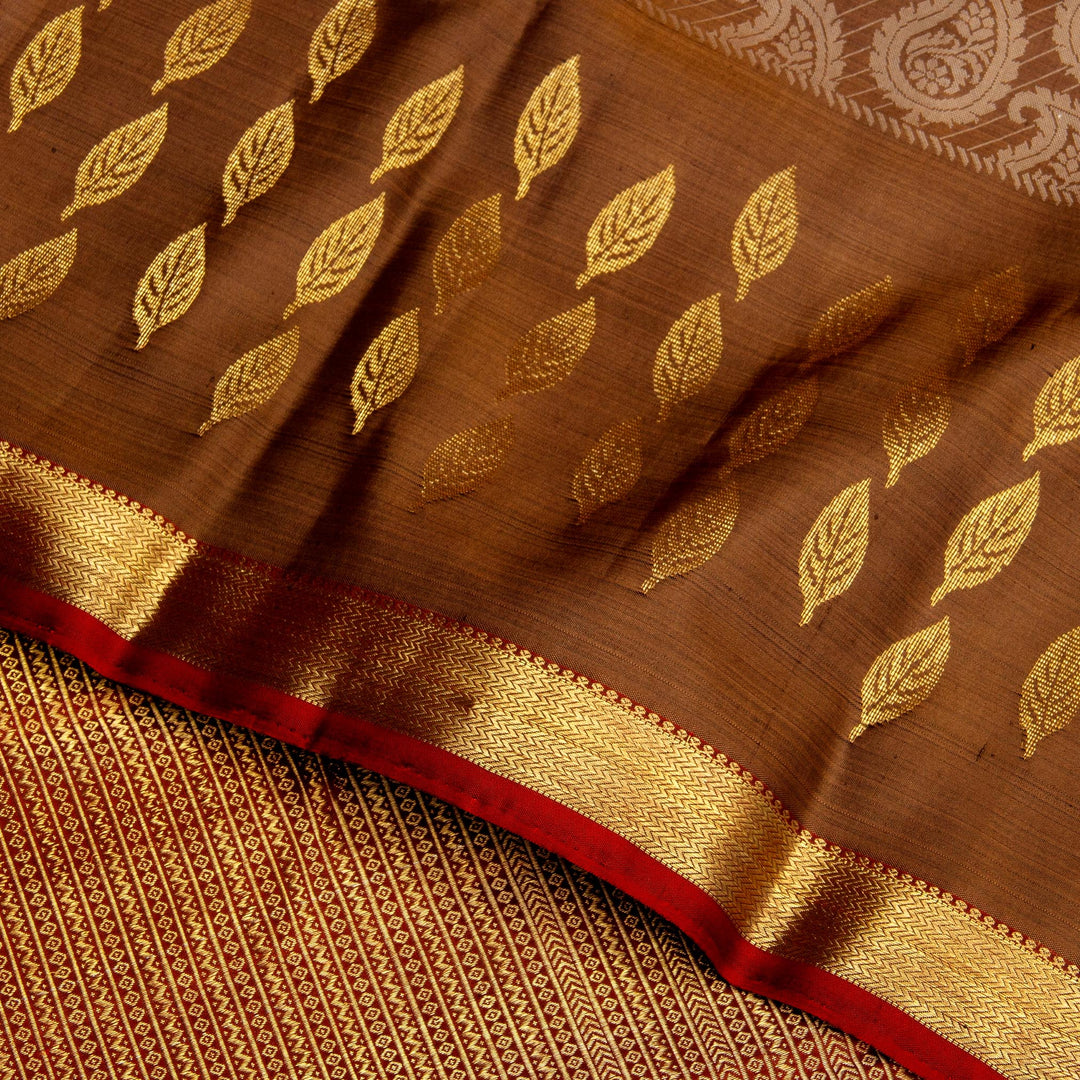 Kuberan Brown Maroon Kanchivaram Silk Saree