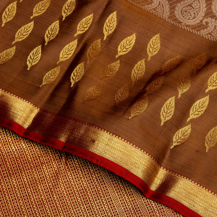 Kuberan Brown Maroon Kanchivaram Silk Saree