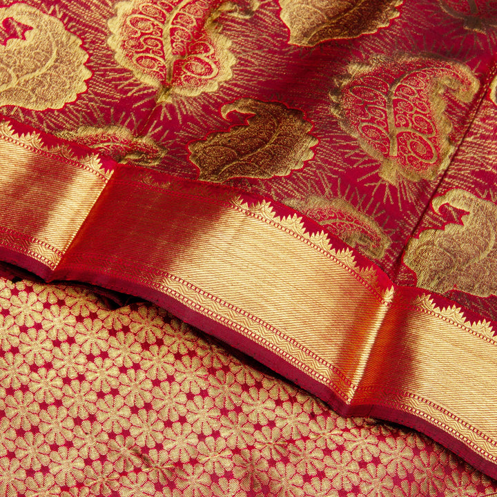 Kuberan Maroon Kanchivaram Silk Saree