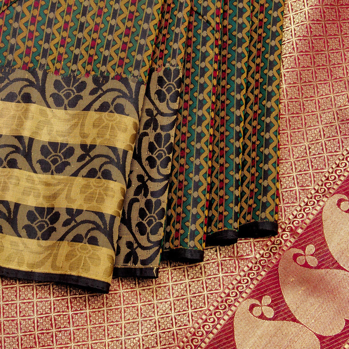 Kuberan Grey Maroon Kanchivaram Silk Saree