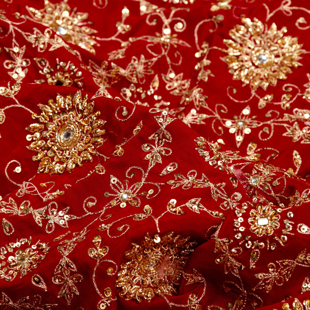 Kuberan Red Crepe Saree