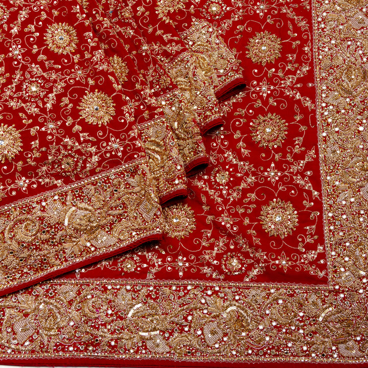 Kuberan Red Crepe Saree