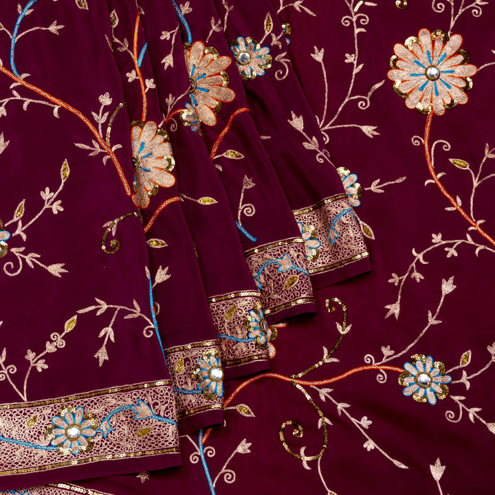 Kuberan Purple Crepe Saree