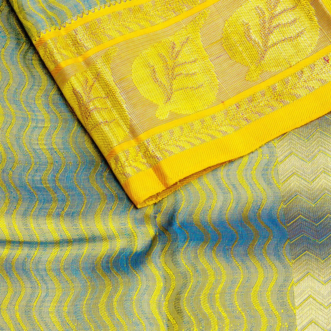 Kuberan Greenish Yellow Kanchivaram Silk Saree