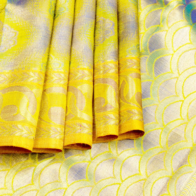 Kuberan Greenish Yellow Kanchivaram Silk Saree
