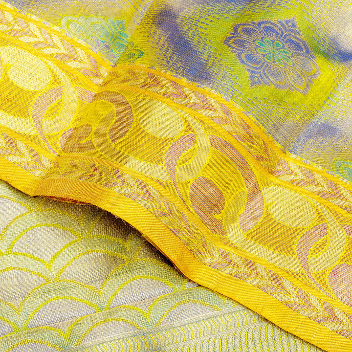 Kuberan Greenish Yellow Kanchivaram Silk Saree