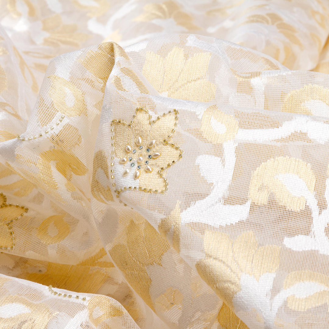 Kuberan White Net Khadi Saree