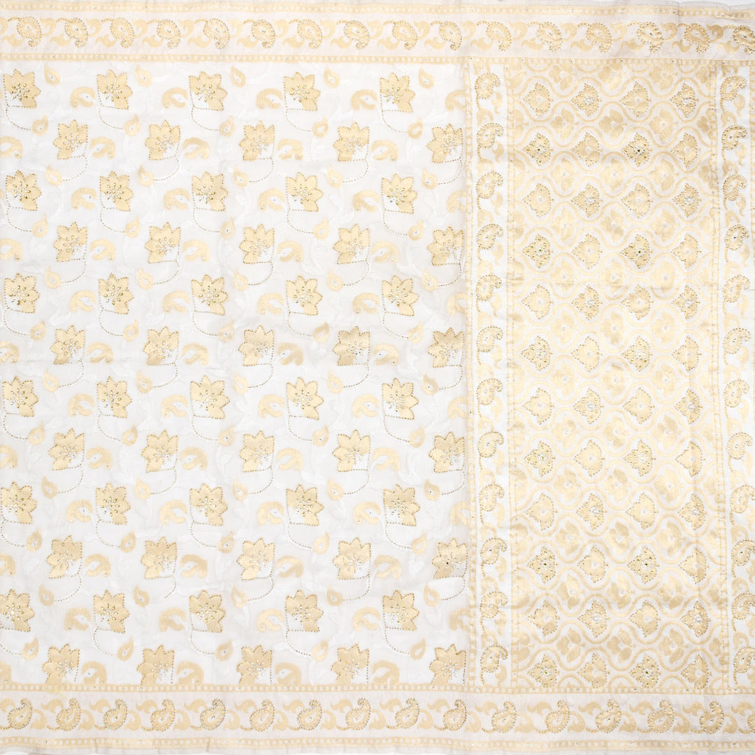 Kuberan White Net Khadi Saree