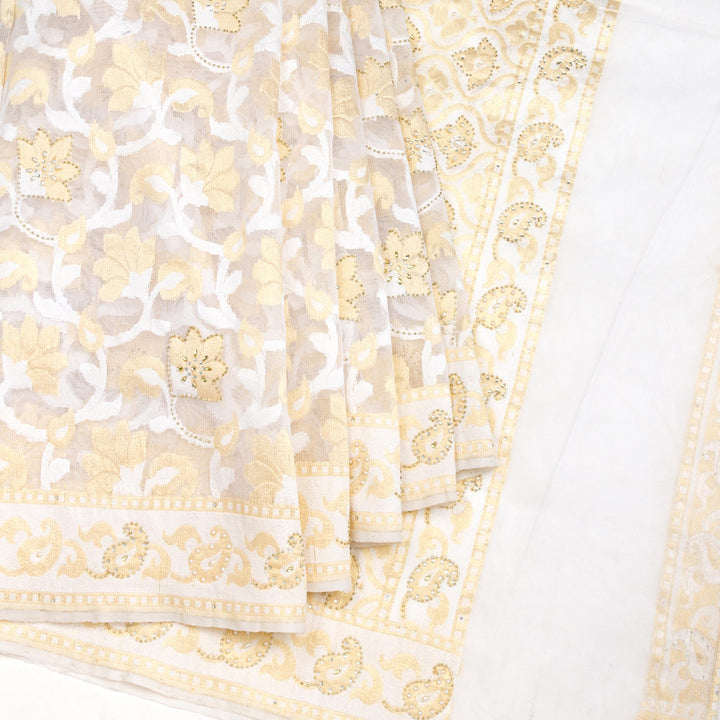 Kuberan White Net Khadi Saree