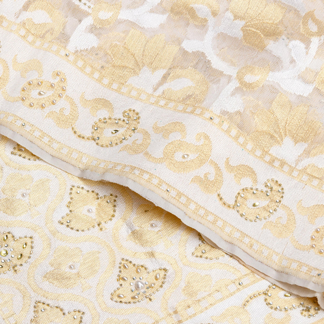 Kuberan White Net Khadi Saree