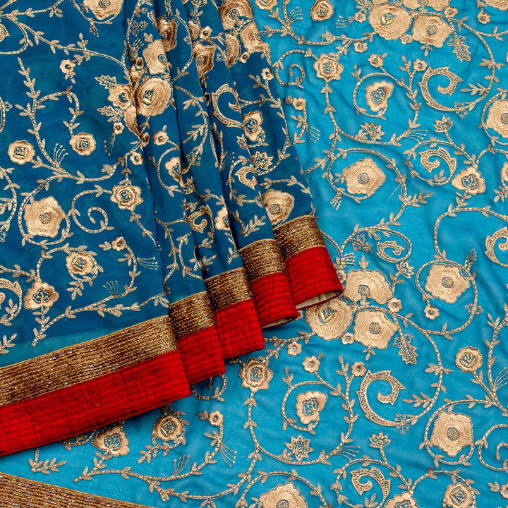Kuberan Blue Georgette Saree