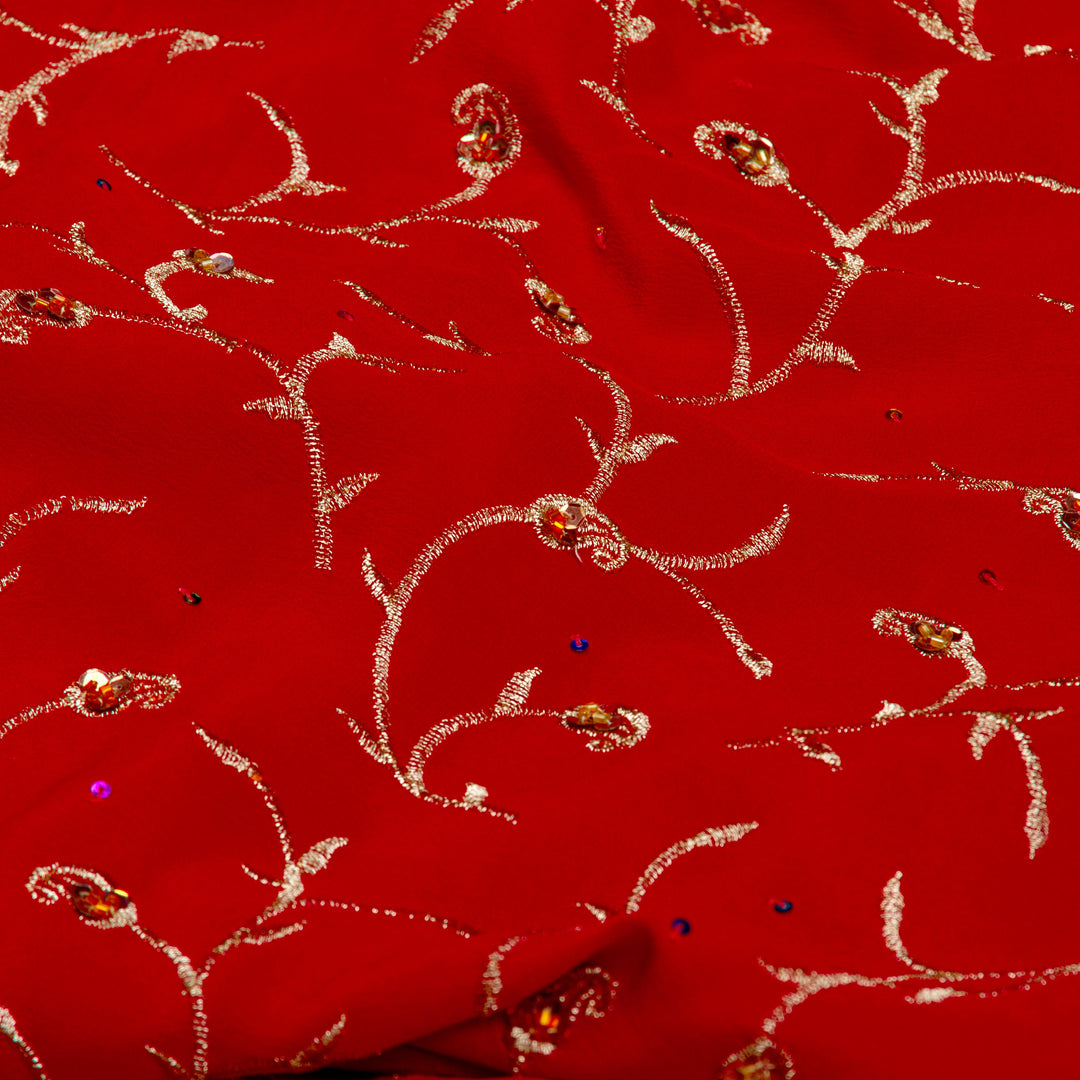 Kuberan Red Georgette Saree