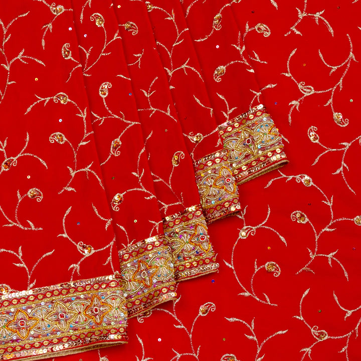 Kuberan Red Georgette Saree