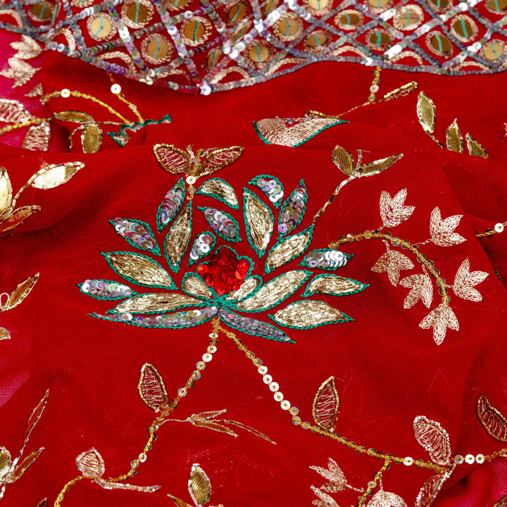 Kuberan Red Georgette Saree