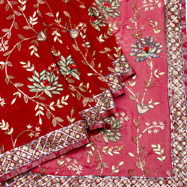 Kuberan Red Georgette Saree