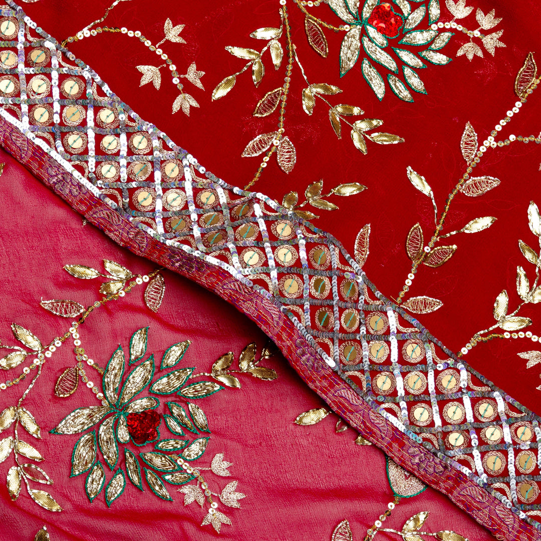 Kuberan Red Georgette Saree