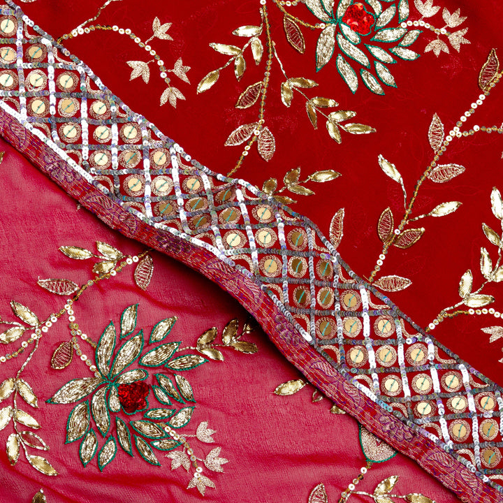 Kuberan Red Georgette Saree