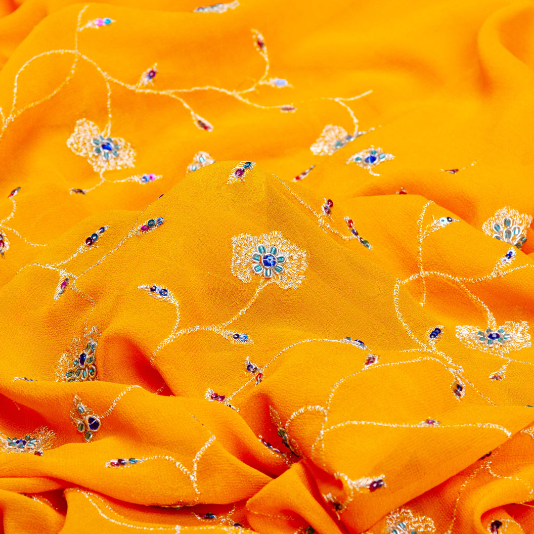 Kuberan Yellow Blue Georgette Saree