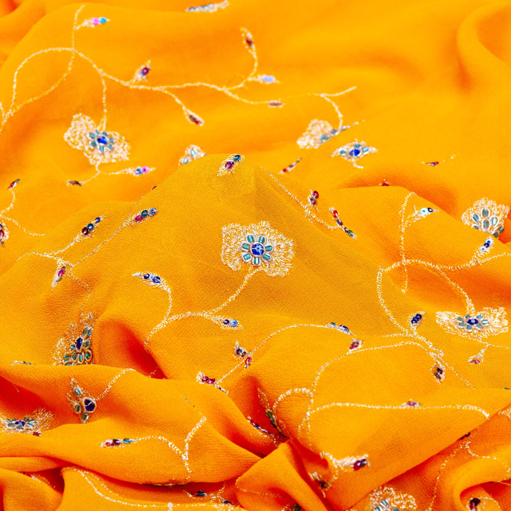 Kuberan Yellow Blue Georgette Saree