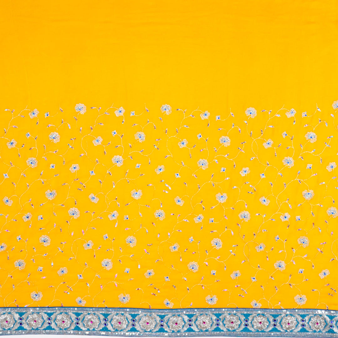 Kuberan Yellow Blue Georgette Saree