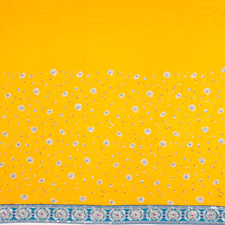 Kuberan Yellow Blue Georgette Saree