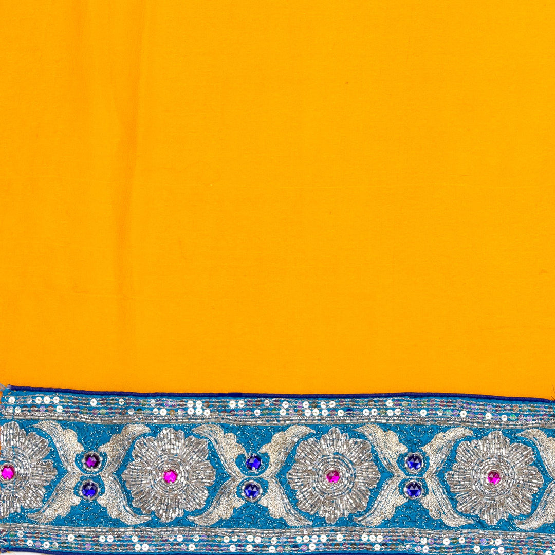 Kuberan Yellow Blue Georgette Saree