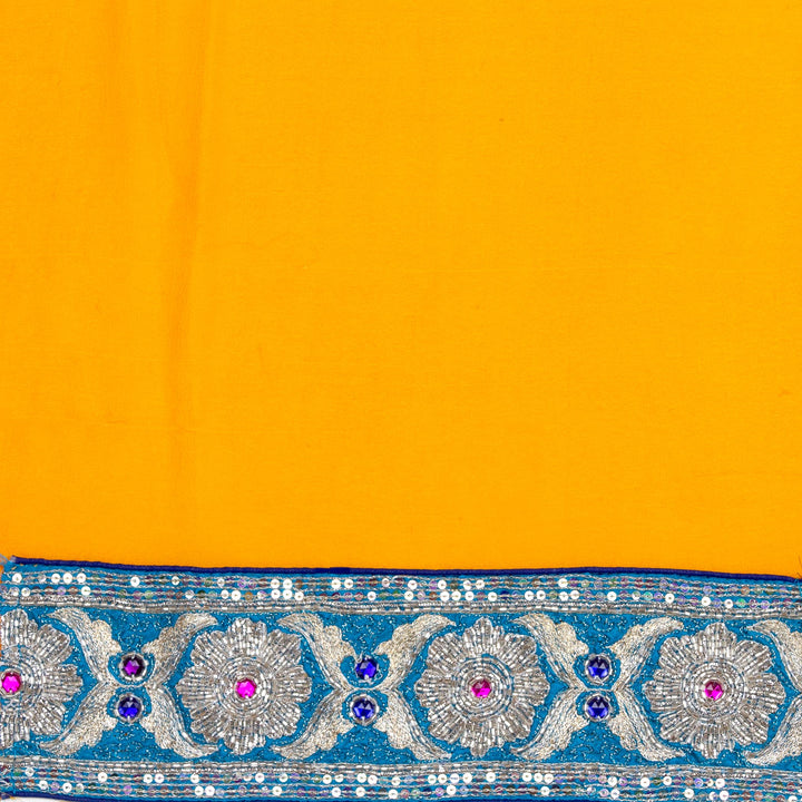 Kuberan Yellow Blue Georgette Saree